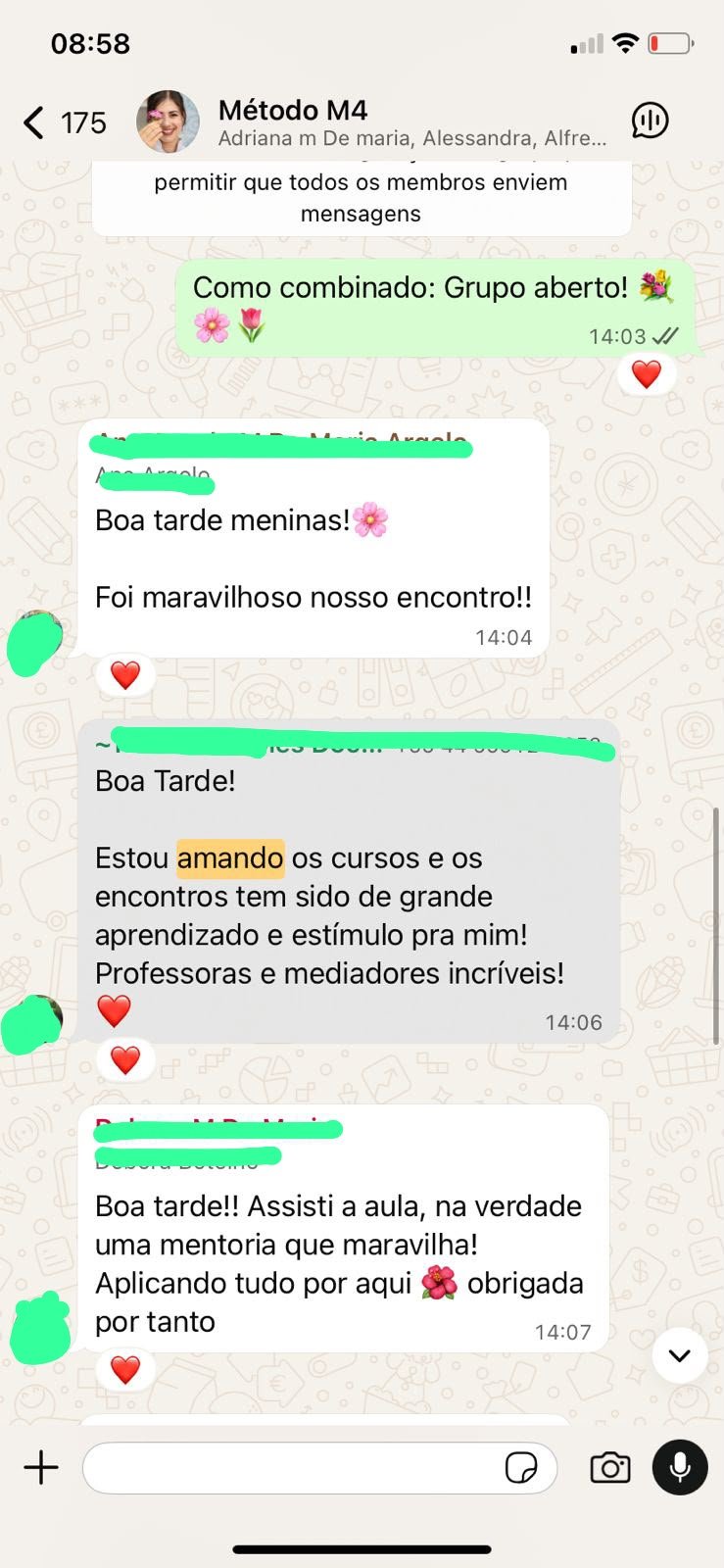 Depoimento de aluna do Método M de Maria
